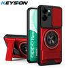 KEYSION Магнитный чехол для телефона OPPO Reno14 Pro 5G Reno14 F 5G Защита камеры со сдвижной крышкой Вертикальная подставка Кольцо Ударопрочный чехол
