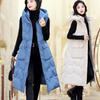 Winter Sleeveless Waistcoats Women Fashion Hooded Long Parkas Vest Warm Zipper Clothes Down Coats Parka Outerwear