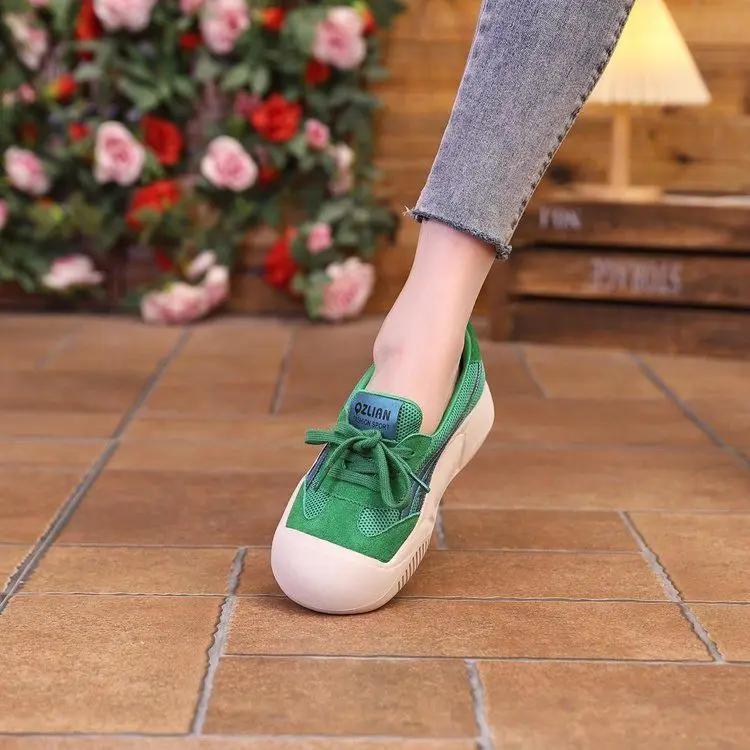 Lace Up Mesh Breathable Shoes for Women Korean Woman Footwear Casual Vulcanized Shoe Trends 2024 Light Y2k Fashion High Quality