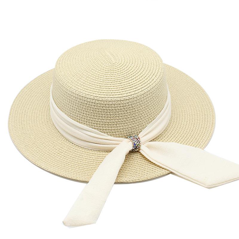 Ретро Французская Хепберн Интернет-знаменитость Соломенная шляпа Солнцезащитная шляпа Защита от солнца Пляжная шляпа для моря Женская летняя шляпа от солнца с большими полями