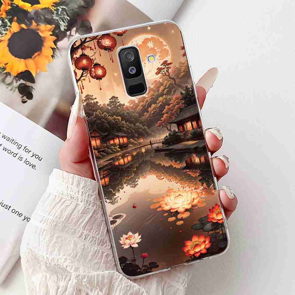 For Samsung Galaxy A6+ 2018 6.0" Case SM-A605FN Cartoon Cat Soft Silicone Cover For Samsung A6+ A6 Plus 2018 New Flower Bumper
