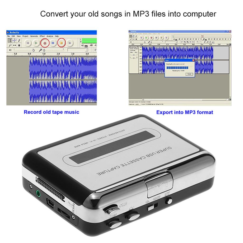 USB-кассета для захвата ленты на ПК, MP3-CD-конвертер, цифровой аудио-музыкальный плеер с наушниками