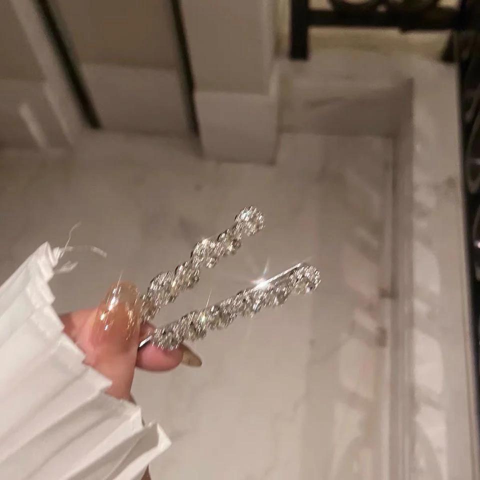 1 пара блестящих заколок для волос в виде цветка с бриллиантами, модные металлические заколки для волос с бриллиантами, летние блестящие заколки для волос