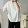 Мужская летняя рубашка с v-образным вырезом, свободная мешковатая однотонная мягкая хип-хоп рубашка с короткими рукавами, мягкий дышащий повседневный пуловер, уличная одежда, топ для стилиста