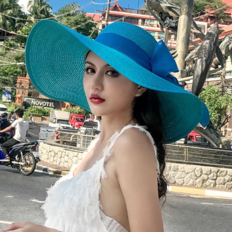 Соломенная шляпа женская летняя защита от солнца с очень широкими полями шляпа от солнца пляж морское побережье отпуск шляпа от солнца складная шляпа модная