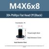 Yigu Black 304 Stainless Steel Flat Head Phillips Machine Screws M2-M6