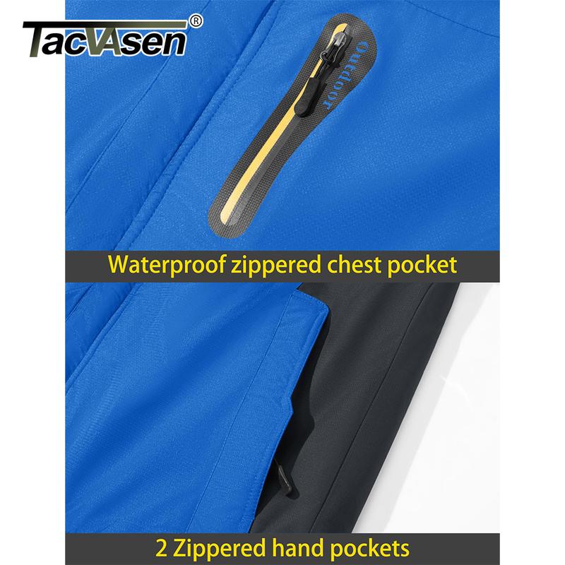 TACVASEN Men's Waterproof Ski Jacket Fleece Lining Warmth Parka Winter Snow Working Outdoors Hooded Coat Rain Shell Windbreaker