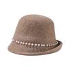 Pearl Wool Top Hat Women's Dome Hat Autumn Winter Warm Bucket Hat