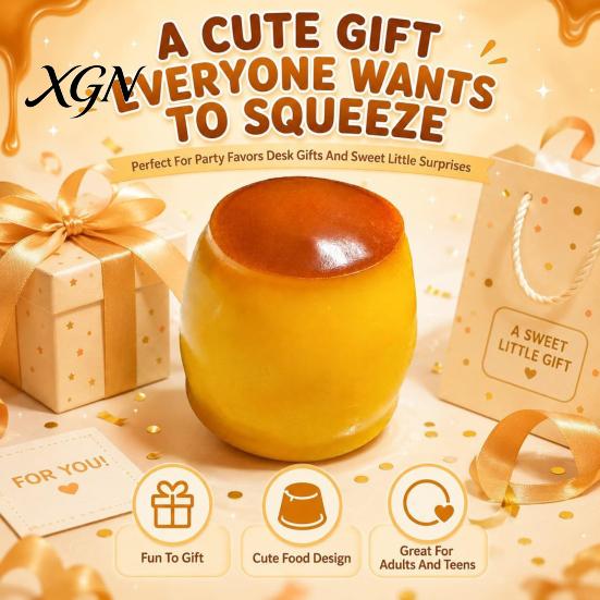 Pudding Anxiety Relief Toy 1/2Pcs Stress Crunchy Toy, Fake Caramel Squeeze TPR Ball Simulated Dessert Sensory Fidget Gift for Adults Kids