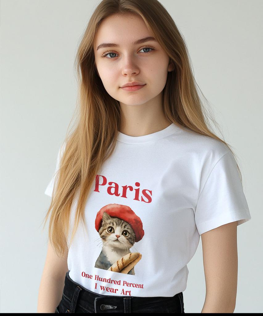СТОПРОЦЕНТОВ ДЛЯ ЖЕНЩИНЫ Ohpxharmonia4 Parisien Nyang Женская базовая футболка с коротким рукавом