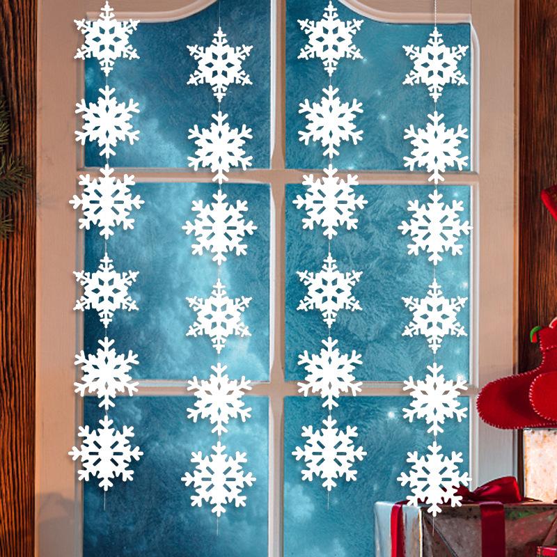 Snowflake Garland Christmas Tree Hanging Ornaments, Party Venue Decoration,Window Stickers,Xmas Holiday Snowflake Festival Decor