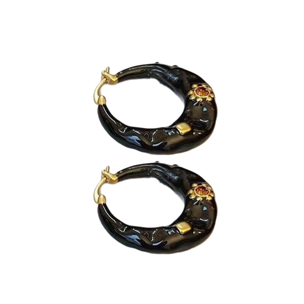 Ретро стиль эмалевые серьги-кольца легкие и удобные застежки для ушей ювелирные изделия ручной работы женские аксессуары для ушей