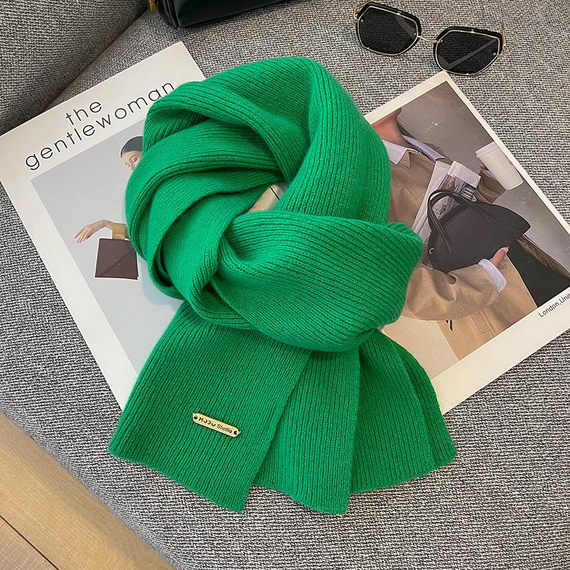 Новый вязаный шерстяной вязаный кашемировый шарф для женщин и пар, новый универсальный однотонный шарф для зимы