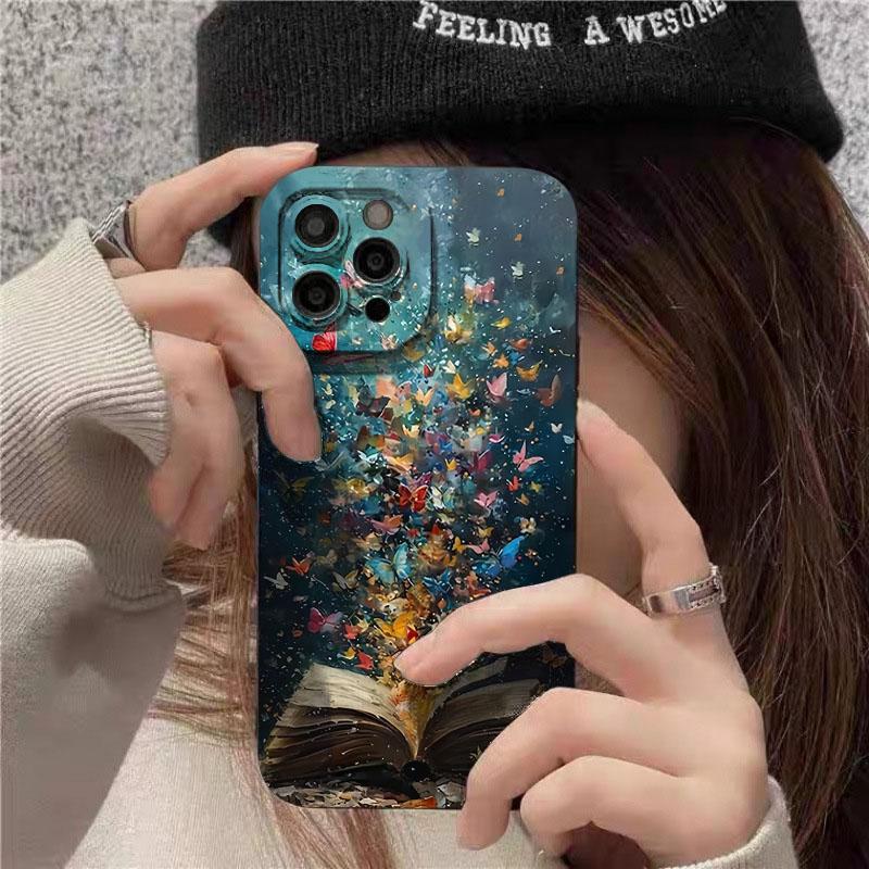 Book of Butterflies Artistic Design Phone Case For iPhone 17 Air 16 15 13 12 11 Pro Max Pro Plus Shockproof Slim Fit Funda Cover