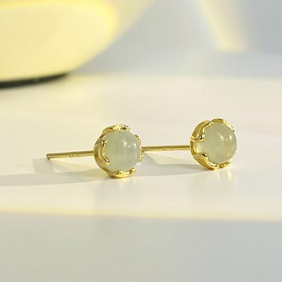 1 пара шпилек для ушей, блестящая имитация нефрита, инкрустация, украшение для ушей, ювелирные изделия, шпильки для пирсинга