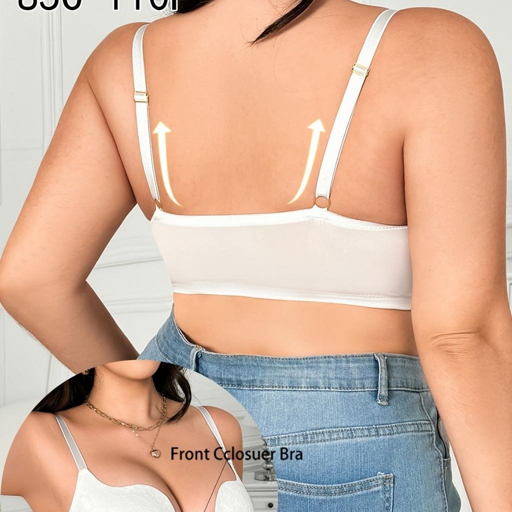 Сексуальный бюстгальтер с глубоким V-образным вырезом, стальным кольцом, сборкой, передней застежкой, Т-образной красивой спинкой, круглой чашкой, большого размера, для полных ММ