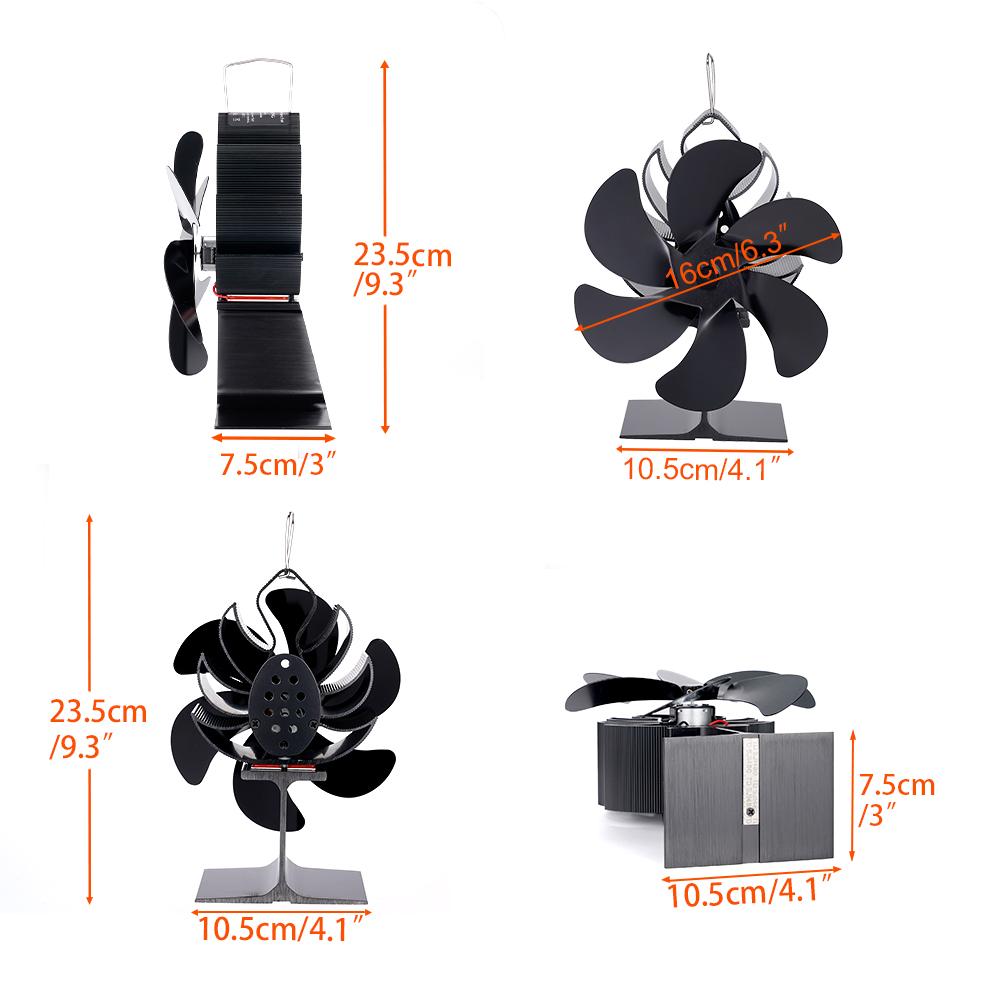 Вентилятор для печи с термоприводом, вентилятор для камина, 6 лопастей, для дровяной печи, эко-вентилятор, тихий, для дома, теплый, эффективное распределение тепла