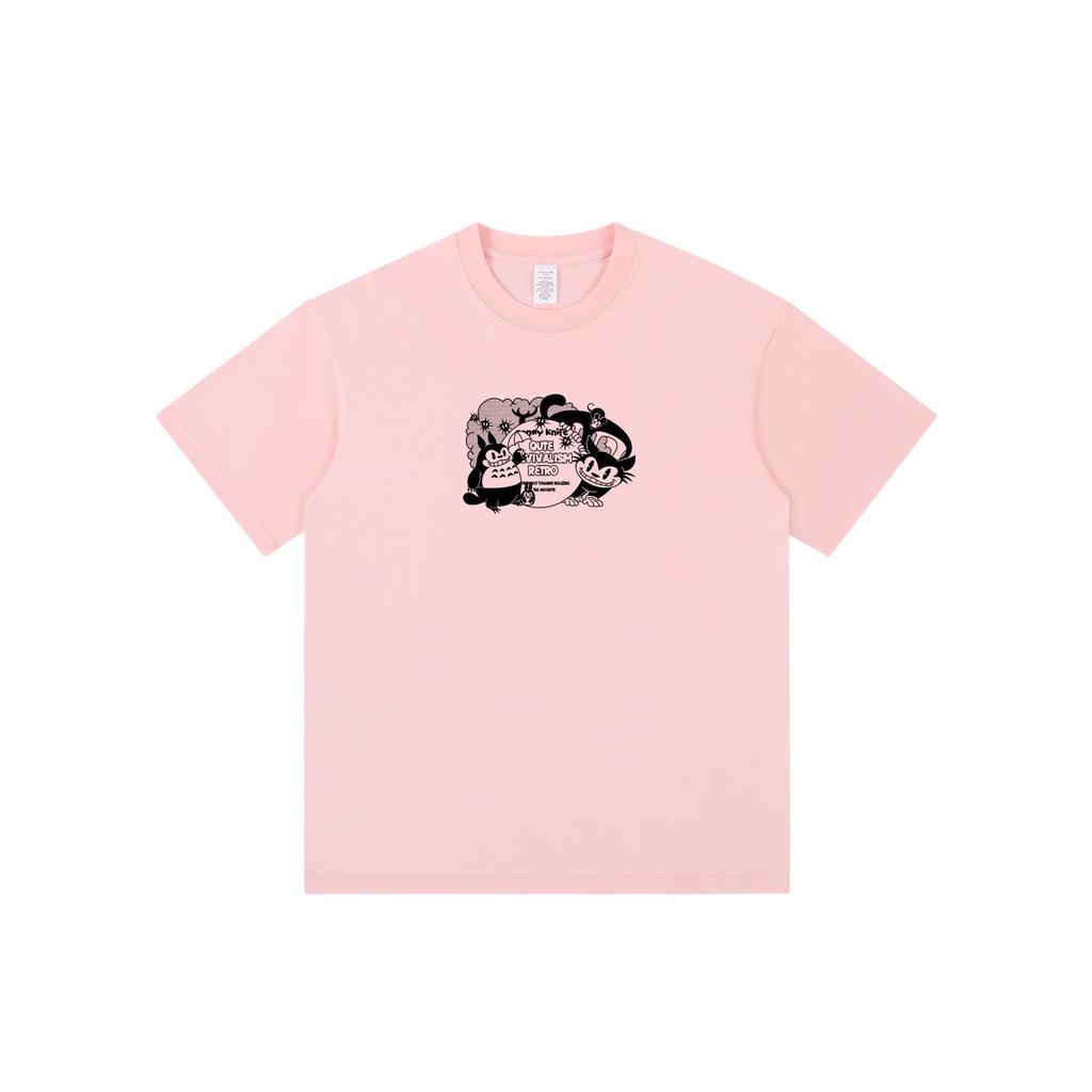 Trendy Cartoon Print Bestie T-Shirt - Pure Cotton Short Sleeve