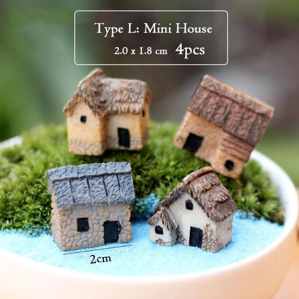 Vintage Decorative Figurines Mini House Water Fountains Flowerpot Fairy Garden Miniatures/Terrarium Pet Home Decor Ornaments DIY