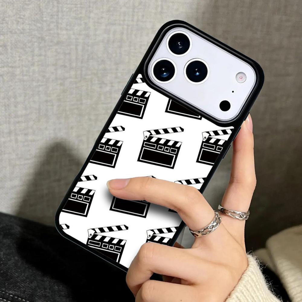 Чехол Case для iPhone 17 Air 16 Pro Max 15 Plus 11 13 Mini 14 12 Задняя крышка телефона Пленка Хлопушка для кино Хлопушка