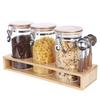 KKC Coffee Bean Storage Container Sealed Canister Sugar Salt Flour Yeast Food Storage Container Glass Coffee Canister with Measuring Spoon 1200ML Set