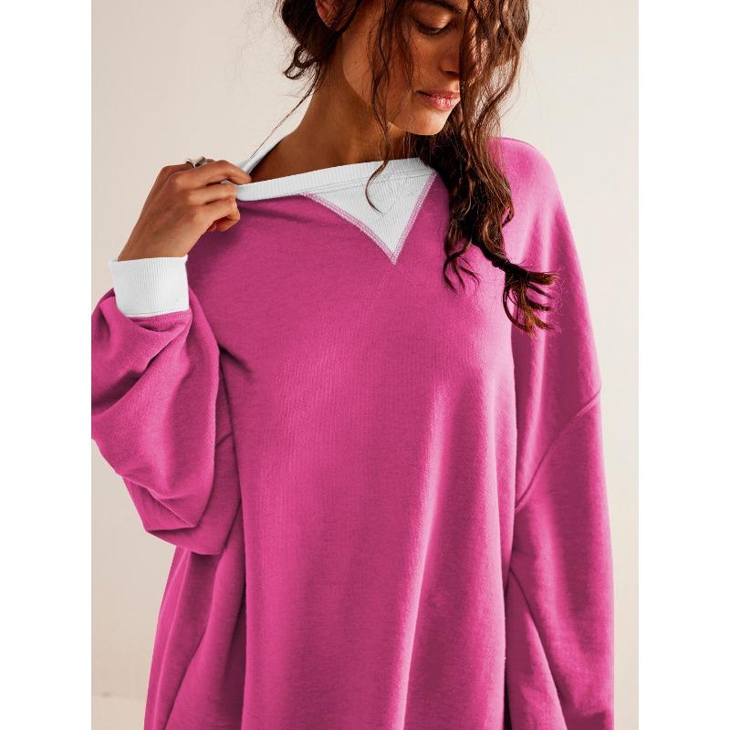 Women S Loose Fit Round Neck Long Sleeve Street Style Sweatshirt