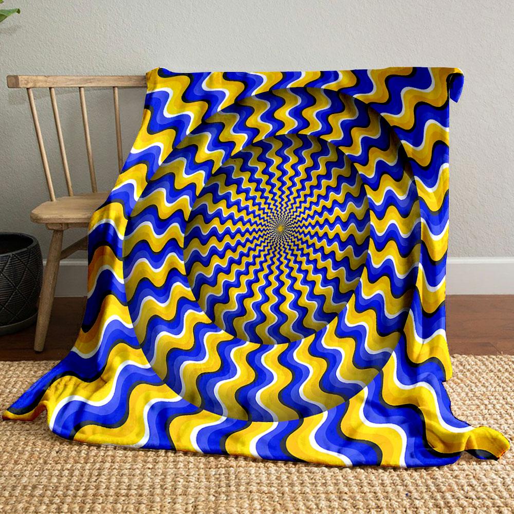 Psychedelic Blue and Yellow Waves print blanket soft and cozy perfect for the living room bed sofa or a nap,gift