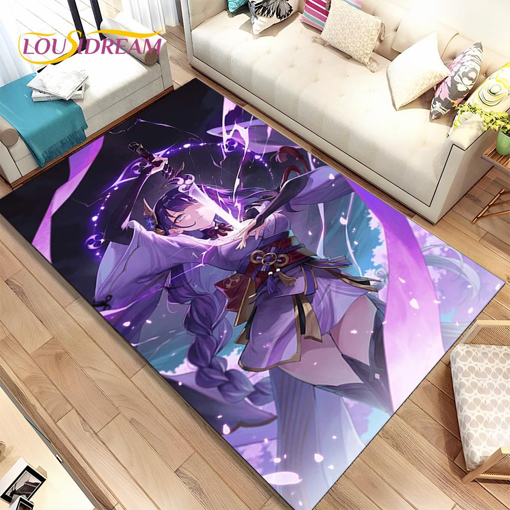 Genshin Impact Cartoon Game Area Rug, ковер для дома, гостиной, спальни, дивана, дверного коврика, кухонного декора, детский нескользящий напольный коврик