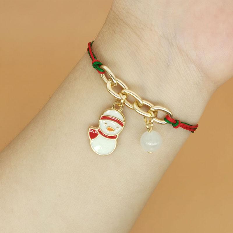 Очаровательный плетеный веревочный кулон-браслет Лось Снеговик Сплавная цепочка Новый год Рождественский подарок Ювелирные изделия
