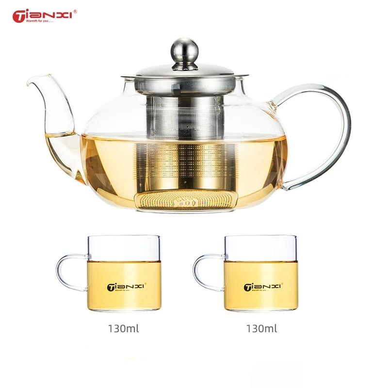 Фильтруемый стеклянный чайник, фильтр из нержавеющей стали, чайный набор, чайник Пуэр, стеклянный кофейник, удобный кофейник с офисной ручкой