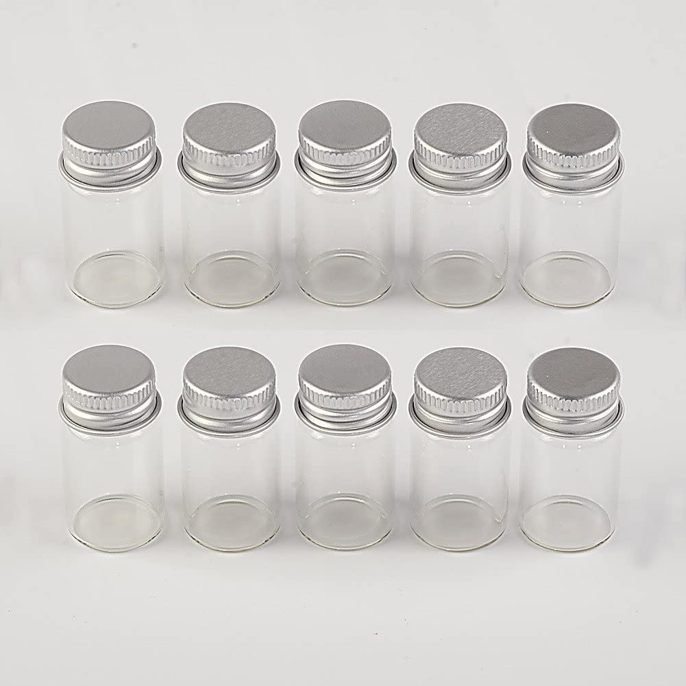Hoshiumi Glass Миниатюрные стеклянные флаконы со спиральной алюминиевой крышкой 22 x 40 7 Набор из 10 флаконов, Флаконы, Шкатулки, Крышки, Герметичные, мм, мл,