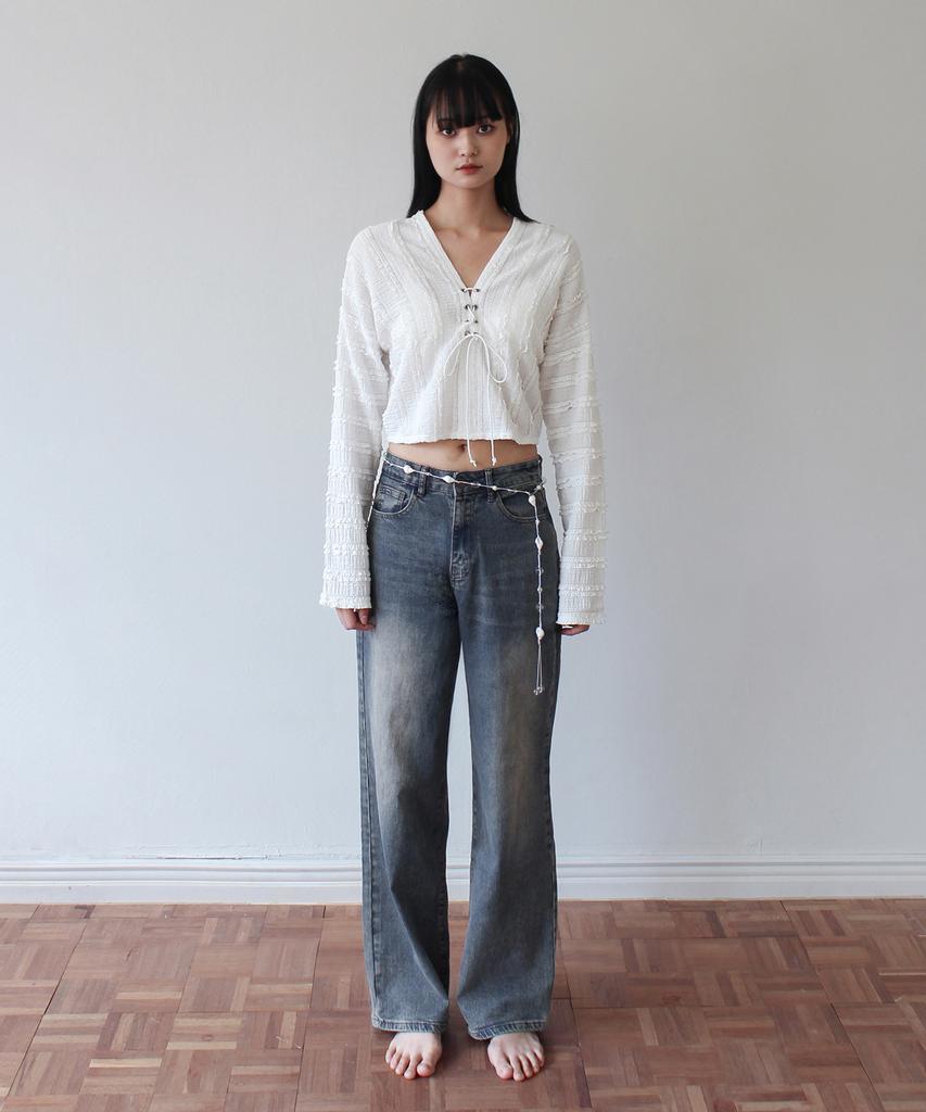 RUBATI Frill Lace Eyelet Top_Ivory