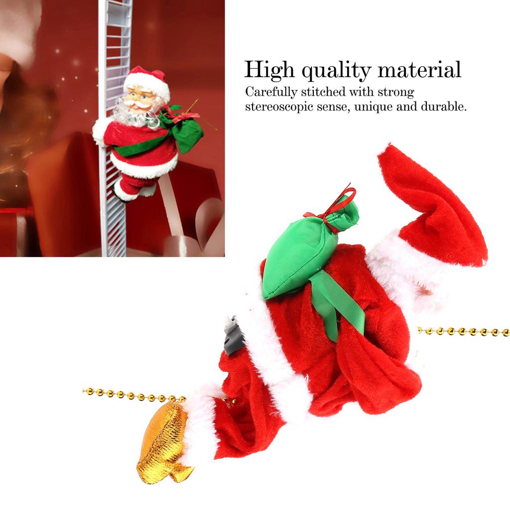 Christmas Doll Decoration Electric Climbing Santa Claus On Beads Chain Moving Figure Hanging Xmas Ornament Toys Santa Claus Doll
