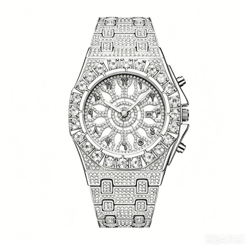 Couple Watch Large Dial Full Calendar Luminous Stainless Steel Strap Fashion Wristwatch