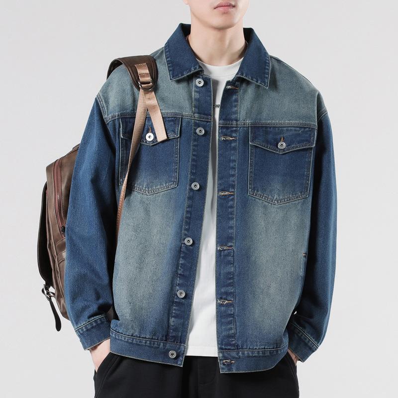 Осень Новая джинсовая мужская весенне-осенняя свободная куртка Повседневная универсальная молодежная джинсовая верхняя мужская верхняя часть
