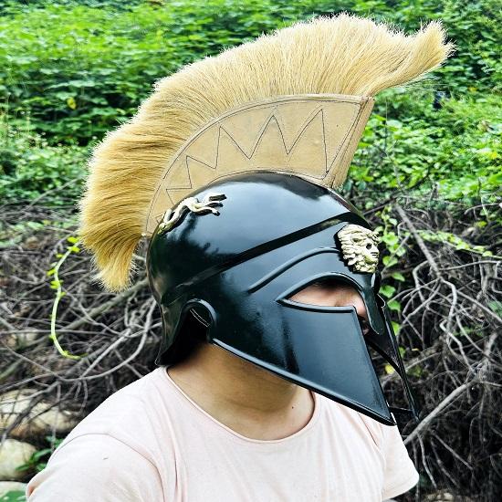Roman Corinthian Helmet Crusader Corinthian Warrior Medieval Knight Armor Helmet Full Face Cosplay Helmet Perfect Christmas Gift for Him