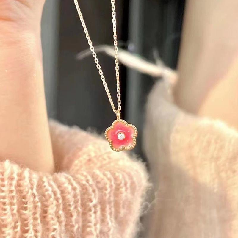 Sweet Pendant Necklaces Fairy Pink Flower Clavicle Chain For Women Gift