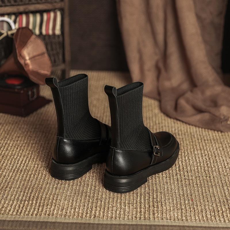 Модные мягкие кожаные ботильоны женские сапоги в британском стиле осень-зима 2024 новые повседневные женские туфли короткие сапоги женская мода