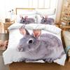 Cartoon Rabbit Duvet Cover Set Wild Animals Theme 3D Print Bedding Set for Kids Boy Girl Bedroom Decor Polyester Comforter Cover