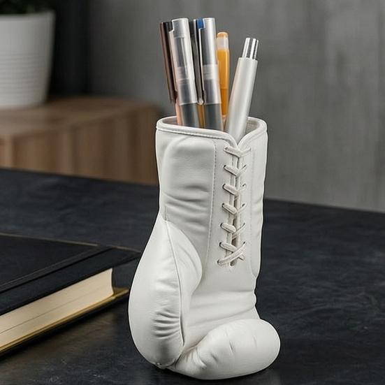 3D Printed Boxing Glove Pen Holder, Matte Desk Organizer with Stable Base, Hollow Large Capacity Slot for Pens Stationery, Creative Sports Decor Gift