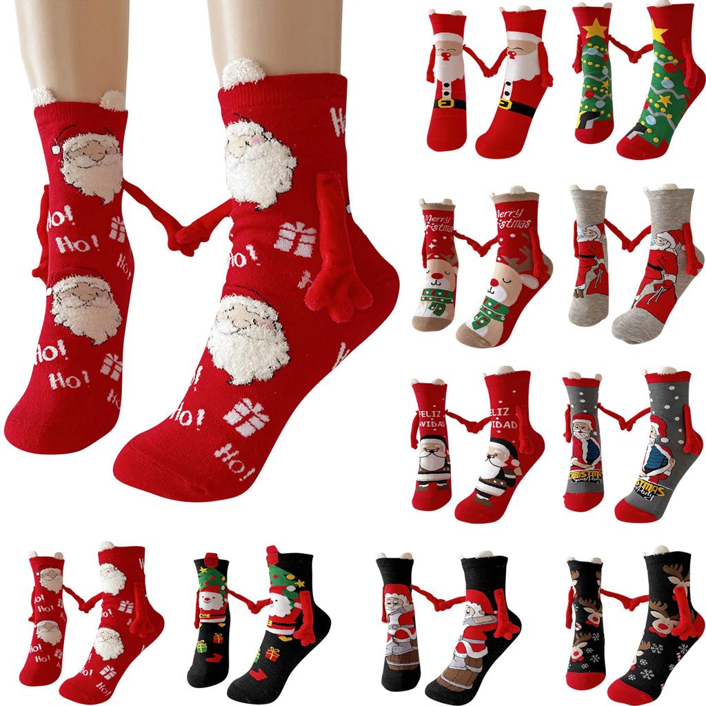 Christmas Adult Magnetic Hand In Hand Socks Personalized Socks For Indoor And Outdoor Use, Paired With Christmas Atmosphere Clothing
