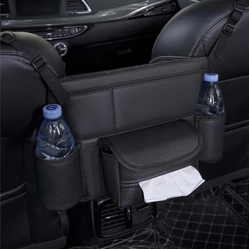 Multifunction Car Handbag Holder Between Seats Organizer Storage Box Leather Large Capacity Car Purse Tissue Cup Phone Pocket