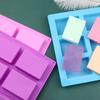 Handmade 6 Holes Lovely Square Silicone Soap Mold Crafts Moulds Fondant Cake Baking Cooking Tools Bath Room Supplies