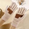 Winter non-slip knitted gloves warm outdoor windproof wool gloves cycling thickened five-finger touch screen gloves