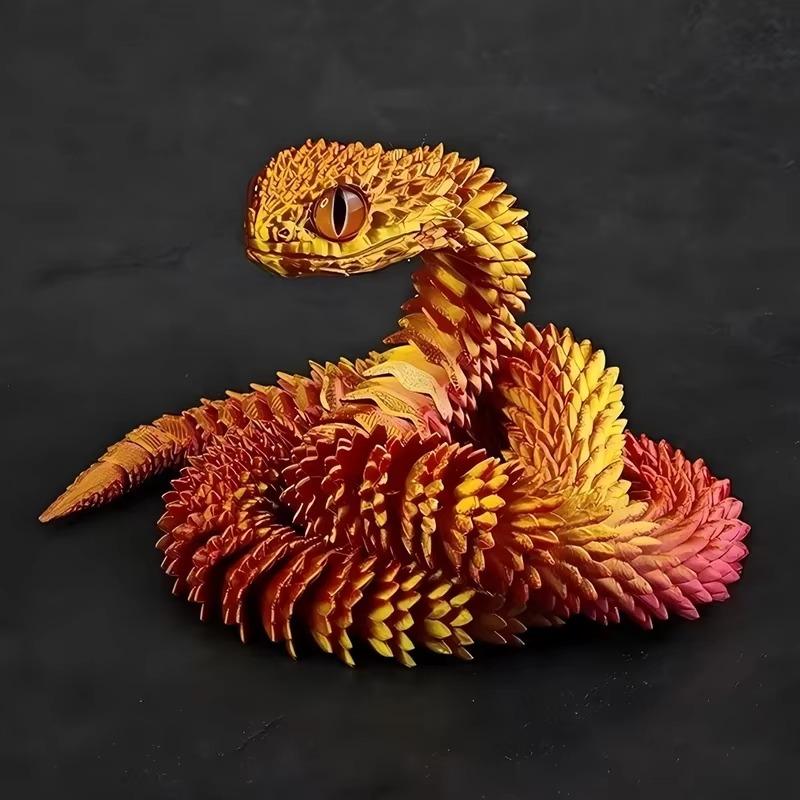 Non-Toxic 30Cm 3D Printed Snake Movable Joint Toy Doll Simulation Snake Model Office Desktop Decoration Handicraft Toy For Children Gift