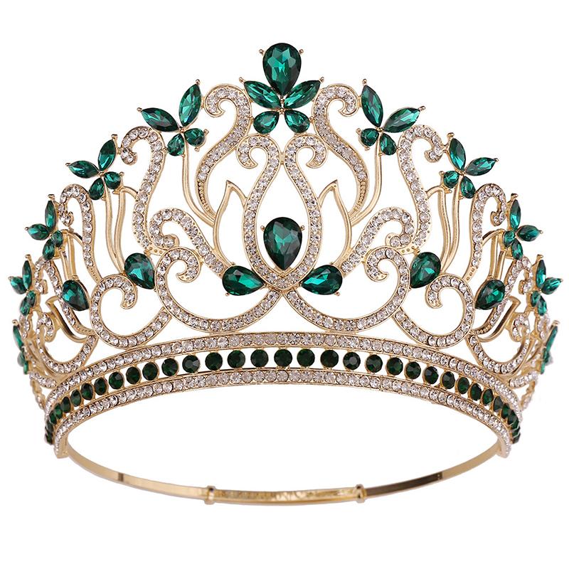 8 Colors Queen Round Crown High Tiaras and Crowns for Women Bridal Wedding Hair Jewelry Party Birthday Bride Headdress Pageant