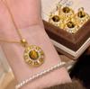 Серебряное ожерелье S925 с тигровым глазом, винтажное, с филигранью