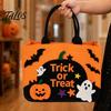 Держатель для конфет Trick Or Treat на Хэллоуин или Сумка, Фетровая Сумка для Сладостей с Нашитыми Тыквами и Привидениями, Большая Сумка-тоут для Детей, Сувенир для Вечеринки, Жуткая