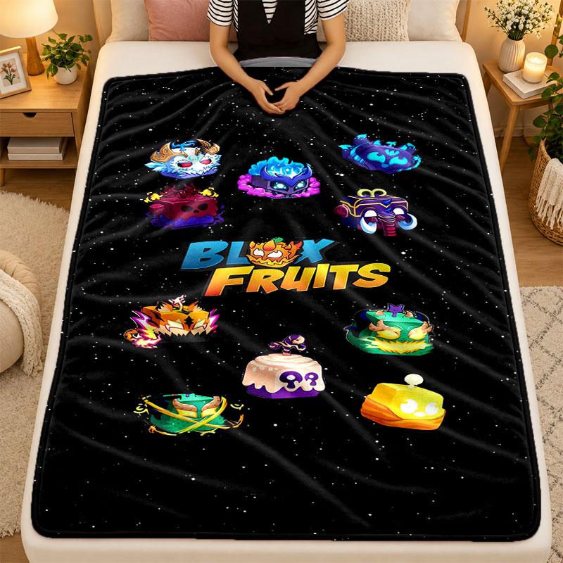 Flannel BlanketBlox Fruits Warm Soft Throw Blanket for Indoor Sofa Bed Living Room Use