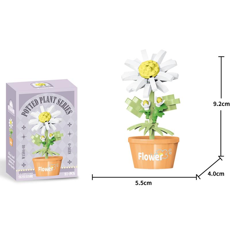 Creative Immortal Flowers Building Block Succulent Pot Ornament Kids Birthday Gift Casual Puzzle Toy